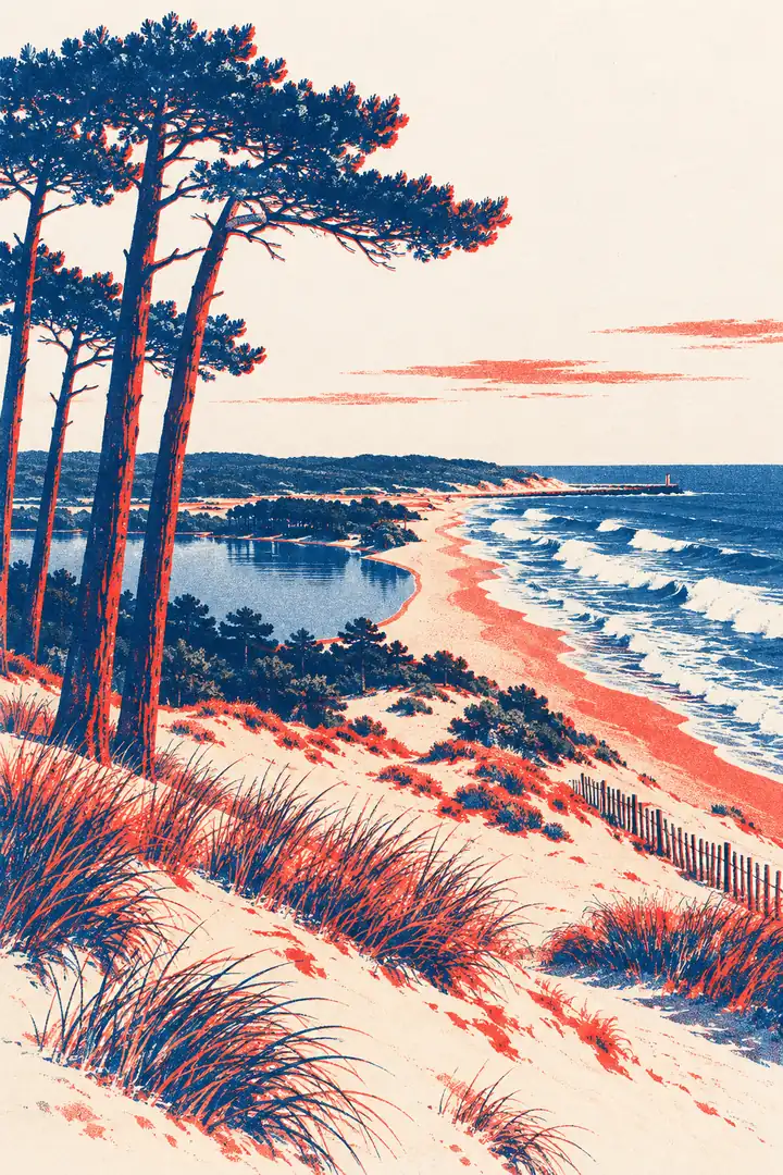 Illustration de la côte landaise